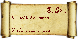 Bleszák Szironka névjegykártya